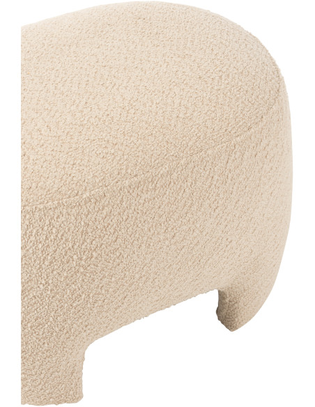 Pouf Ovale Plush en Tissu Blanc Bois Éponge - 6