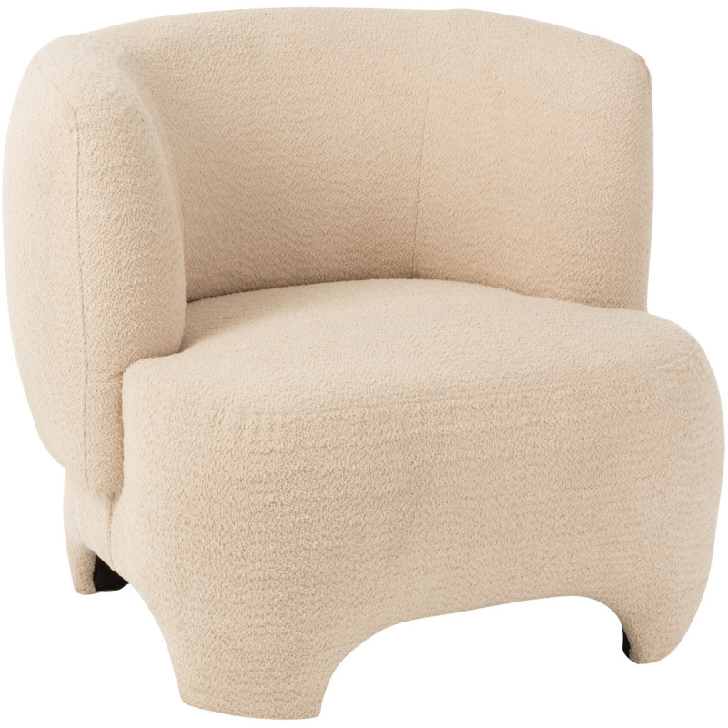 Fauteuil Rond Plush en Bouclette Blanc - 1