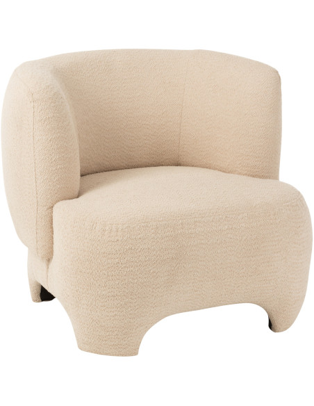 Fauteuil Rond Plush en Bouclette Blanc - 1