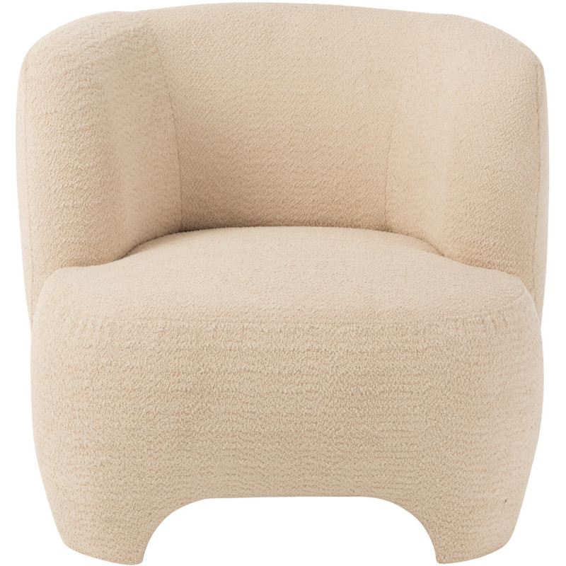 Fauteuil Rond Plush en Bouclette Blanc - 2