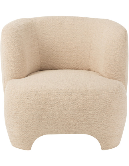 Fauteuil Rond Plush en Bouclette Blanc - 2