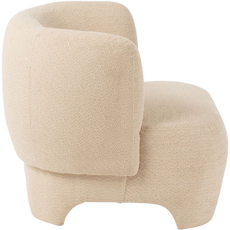 Fauteuil Rond Plush en Bouclette Blanc - 3