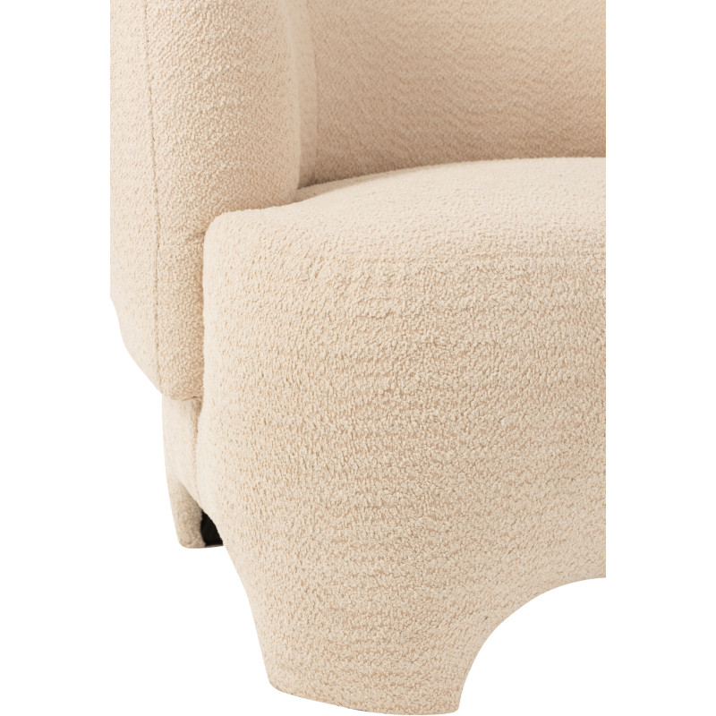 Fauteuil Rond Plush en Bouclette Blanc - 5