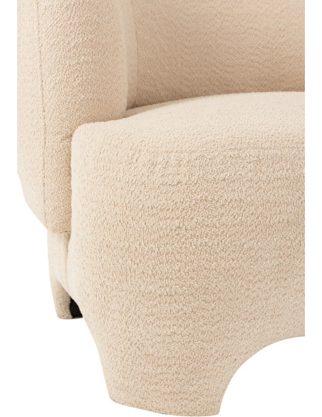 Fauteuil Rond Plush en Bouclette Blanc - 5