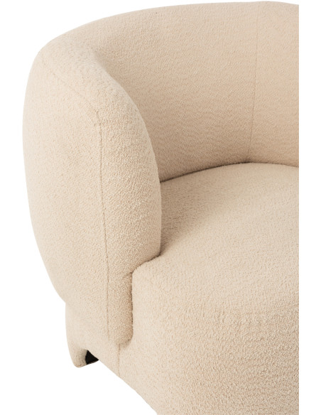 Fauteuil Rond Plush en Bouclette Blanc - 6
