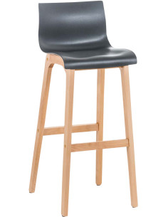 Tabouret de bar scandinave en Polypropylène Gris Bois de hêtre Naturel Helyra - 1