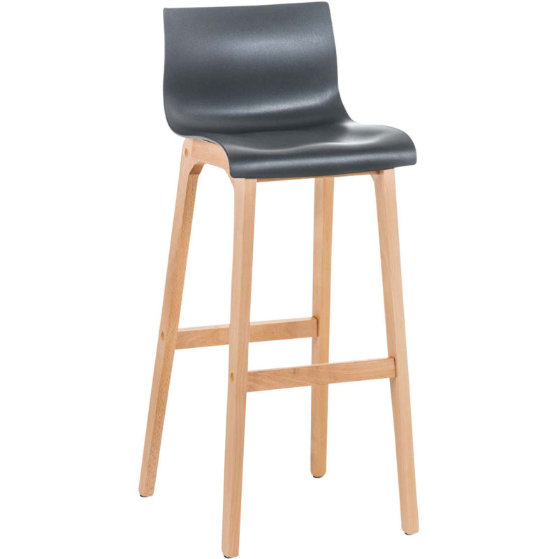 Tabouret de bar scandinave en Polypropylène Gris Bois de hêtre Naturel Helyra - 1