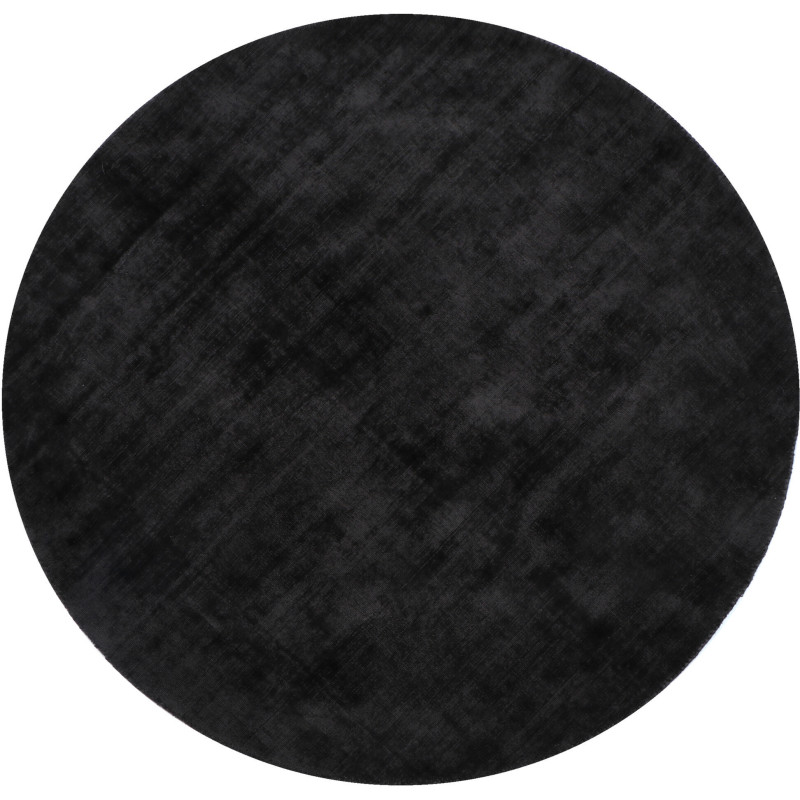 Tapis Rond Xylda 150x150 en Viscose Noir Fait main - 1