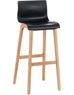 Tabouret de bar scandinave en Polypropylène Noir Bois de hêtre Naturel Helyra - 1