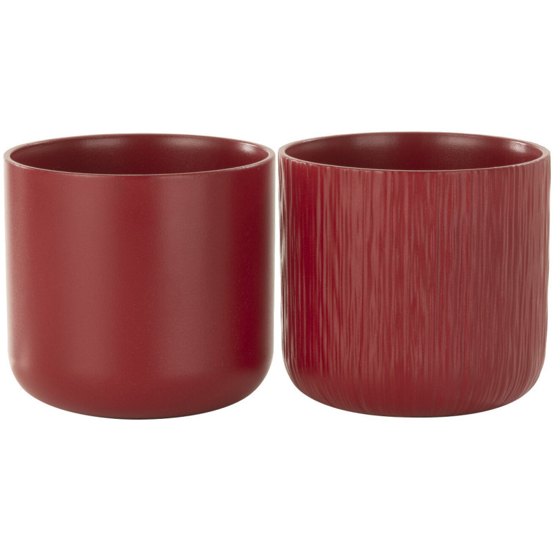 Cache-pot en Céramique Rouge Gen Diamètre 13 cm (Lot de 2) - 1