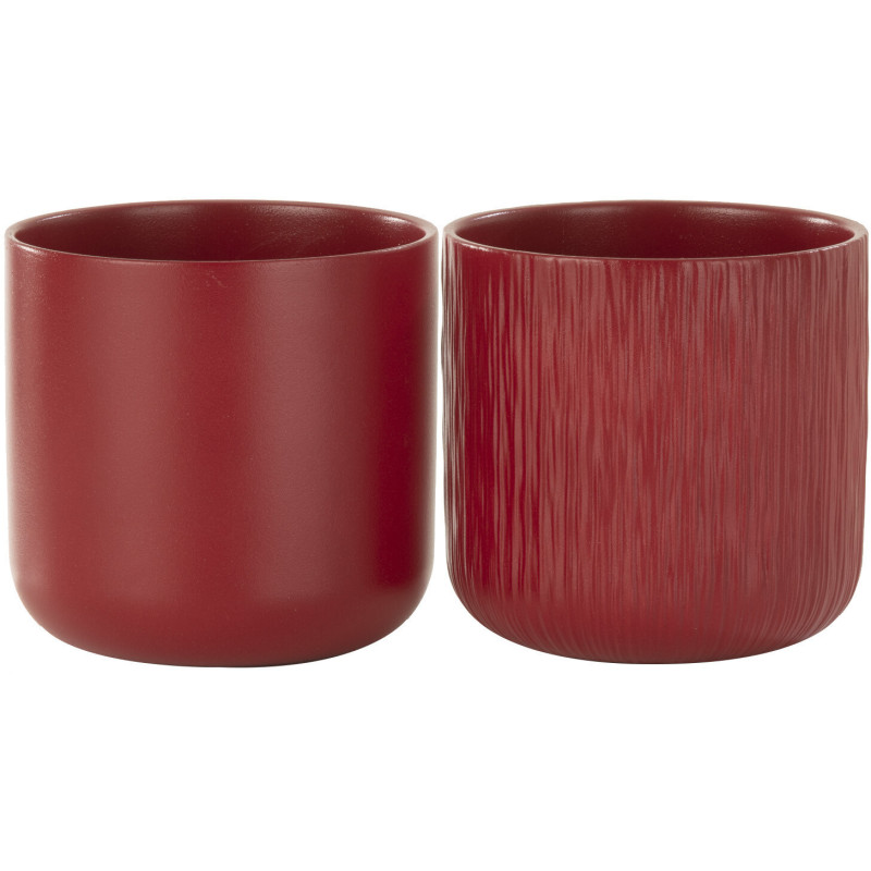 Cache-pot en Céramique Rouge Gen Diamètre 15 cm (Lot de 2) - 1