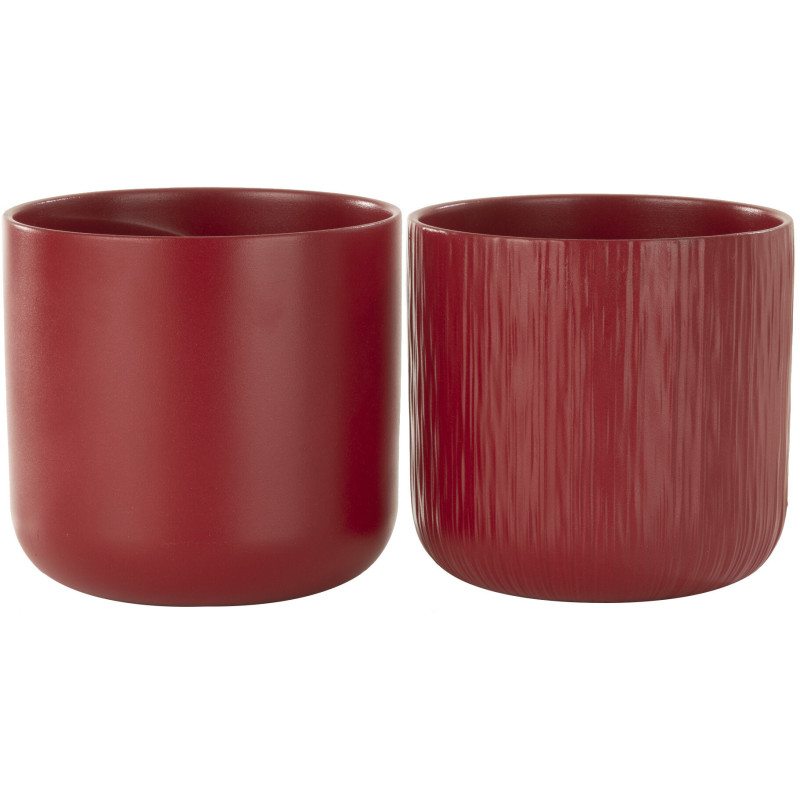 Cache-pot en Céramique Rouge Gen Diamètre 18 cm (Lot de 2) - 1