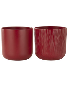 Cache-pot en Céramique Rouge Gen Diamètre 20 cm (Lot de 2) - 1