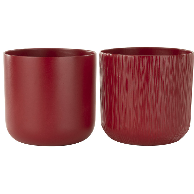 Cache-pot en Céramique Rouge Gen Diamètre 20 cm (Lot de 2) - 1