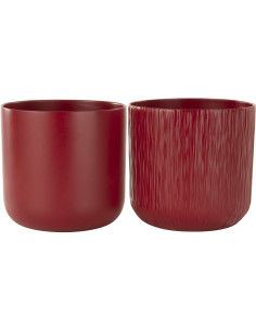 Cache-pot en Céramique Rouge Gen Diamètre 26 cm (Lot de 2) - 1
