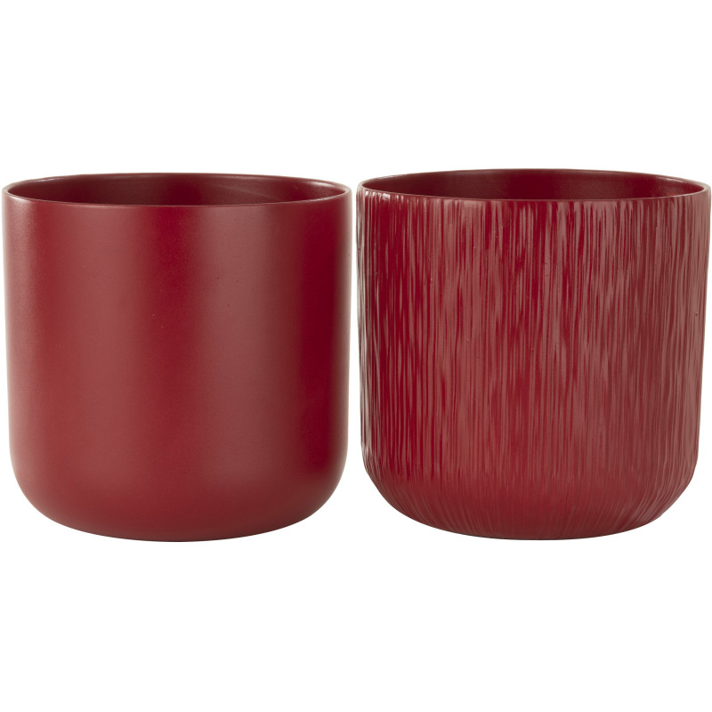 Cache-pot en Céramique Rouge Gen Diamètre 26 cm (Lot de 2) - 1