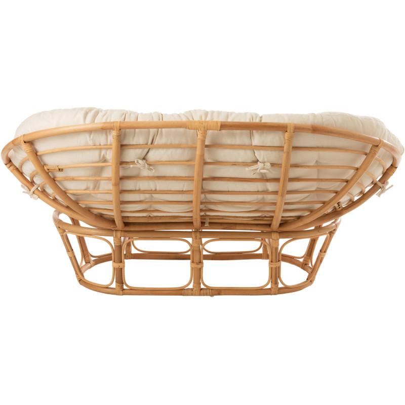 Canapé Papasan 2 places Roni en Rotin Naturel Tissu Blanc - 5