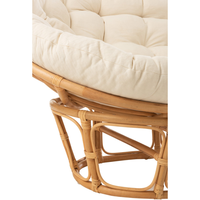 Canapé Papasan 2 places Roni en Rotin Naturel Tissu Blanc - 6