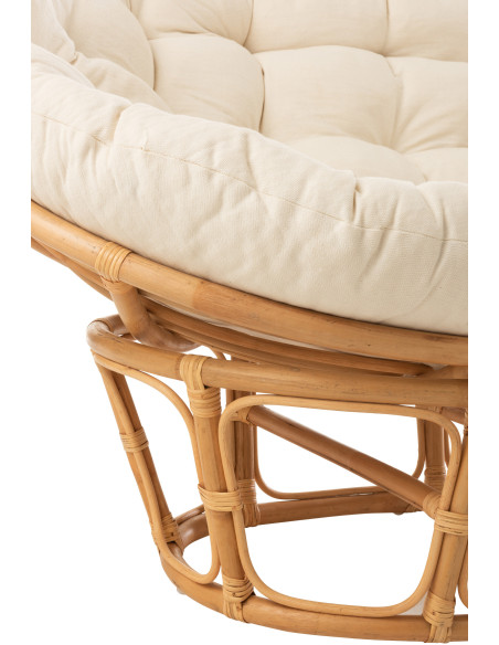 Canapé Papasan 2 places Roni en Rotin Naturel Tissu Blanc - 6