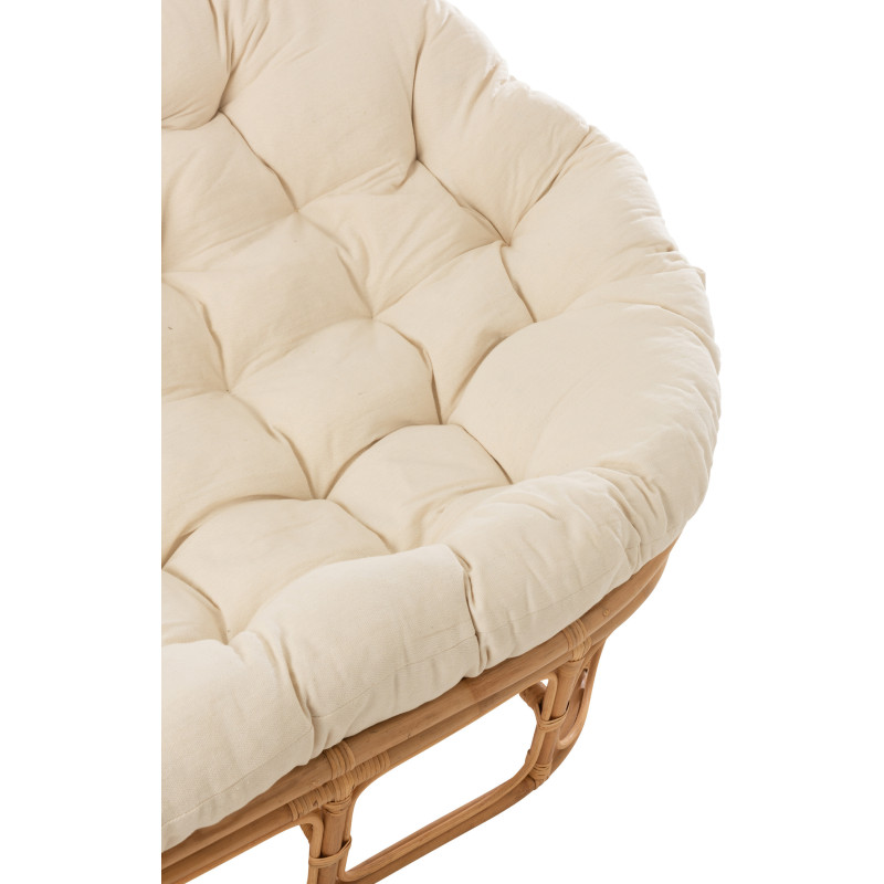Canapé Papasan 2 places Roni en Rotin Naturel Tissu Blanc - 7