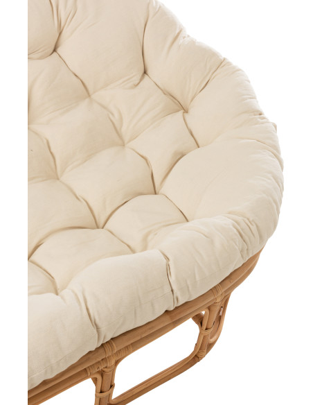 Canapé Papasan 2 places Roni en Rotin Naturel Tissu Blanc - 7