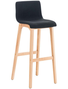 Tabouret de bar scandinave en Tissu Noir Bois de hêtre Naturel Helyra - 1