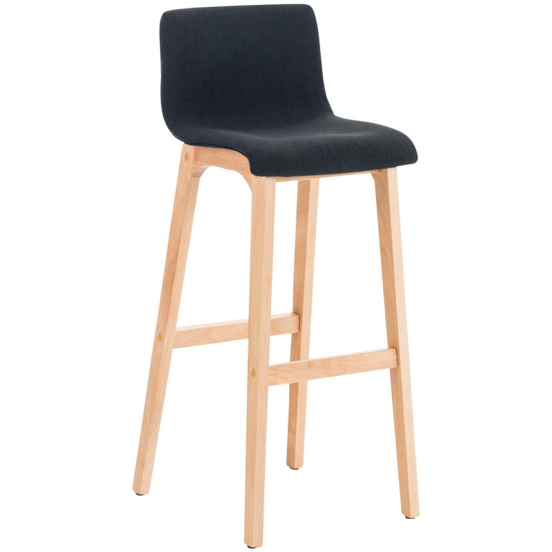 Tabouret de bar scandinave en Tissu Noir Bois de hêtre Naturel Helyra - 1