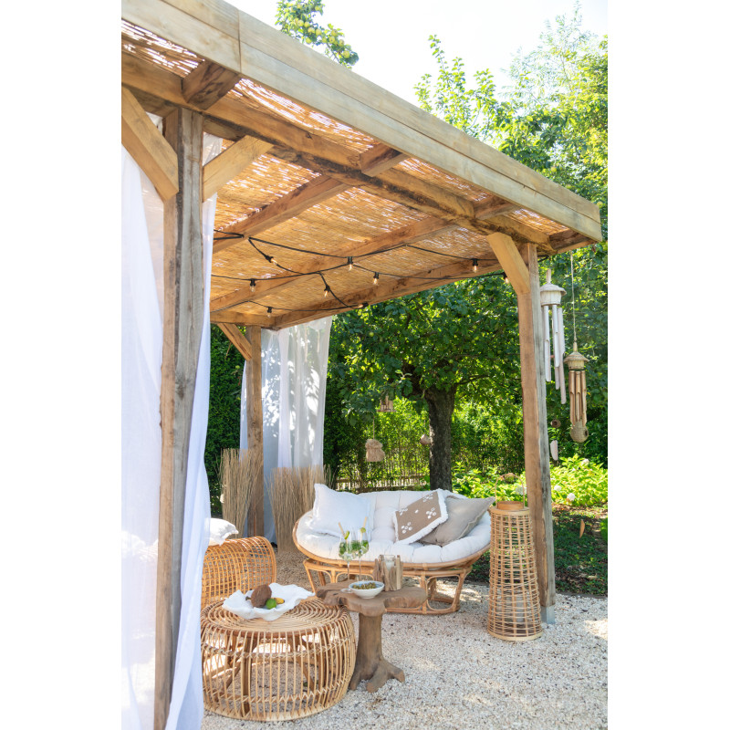 Canapé Papasan 2 places Roni en Rotin Naturel Tissu Blanc - 16