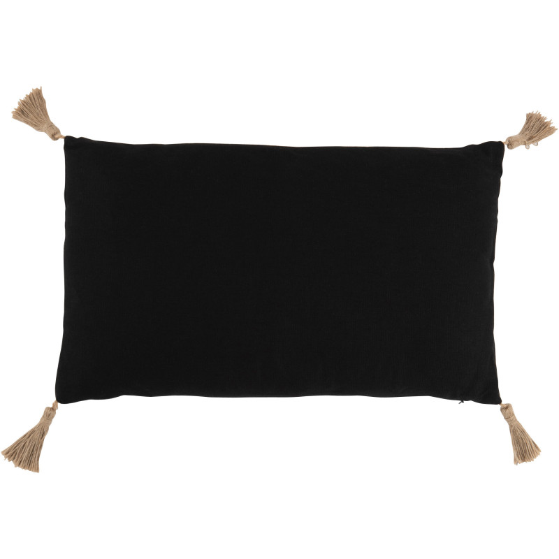 Coussin Rectangulaire Élio 50x30 en Polyester Beige Noir Motif tissé Avec pompons - 2