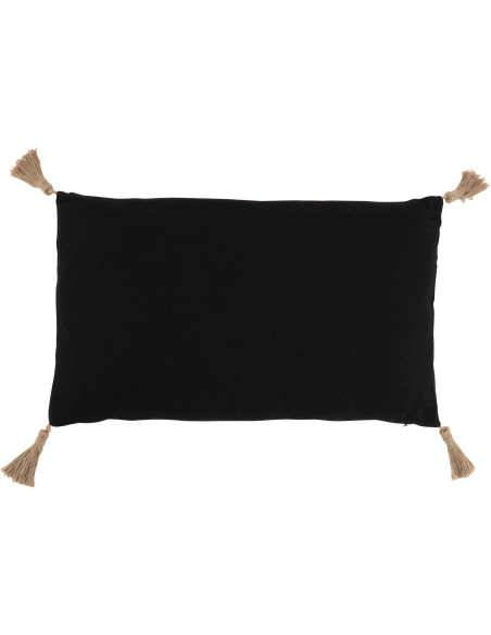 Coussin Rectangulaire Élio 50x30 en Polyester Beige Noir Motif tissé Avec pompons - 2