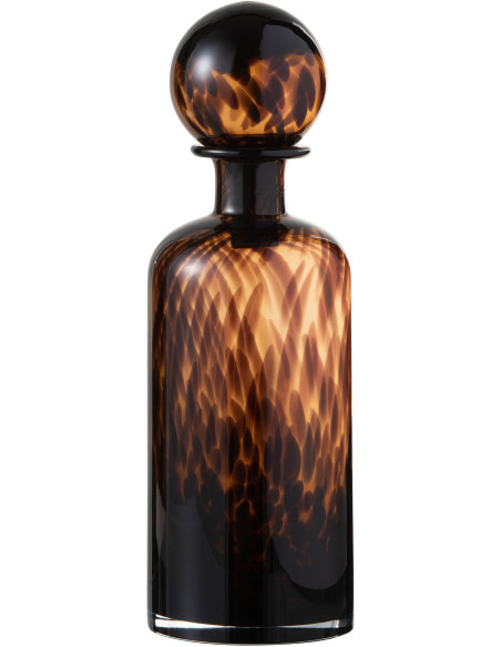 Bouteille déco XL en verre marron taché H35 cm - 1