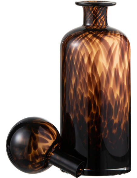 Bouteille déco XL en verre marron taché H35 cm - 3