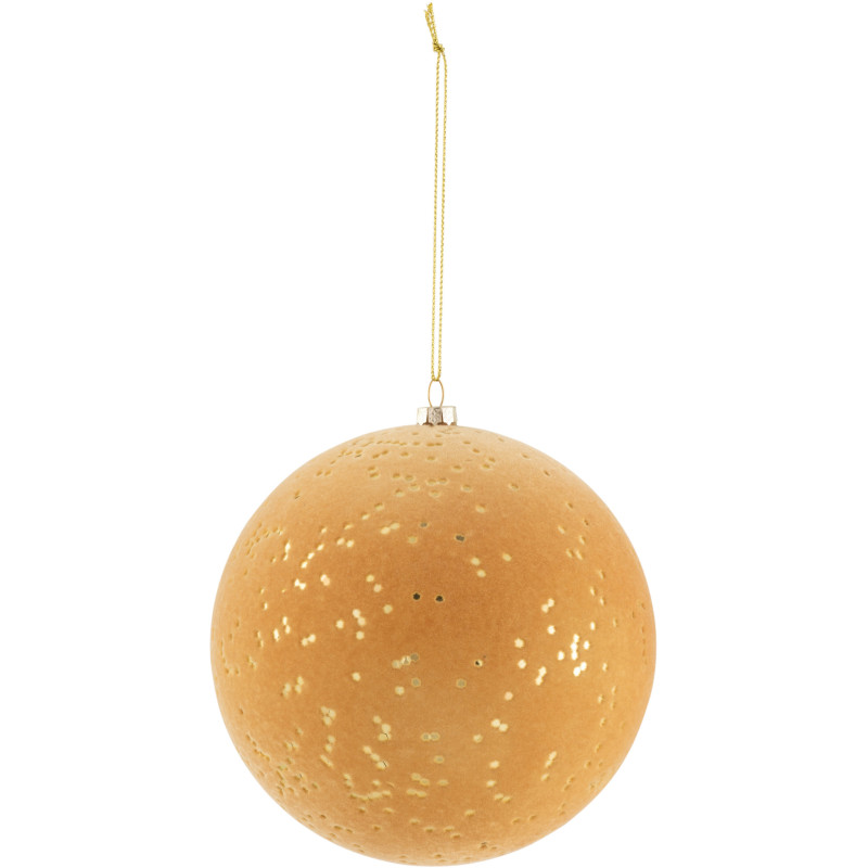 Boule de Noël XL en Plastique Ocre Doré Effet velours - 1