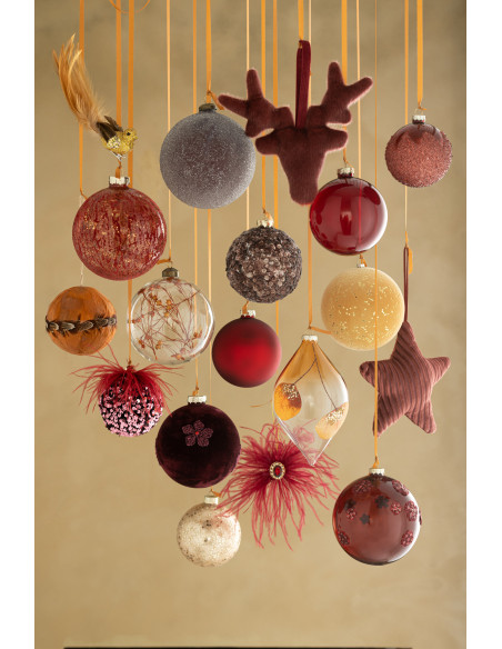 Boule de Noël XL en Plastique Ocre Doré Effet velours - 3