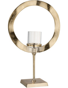 Photophore sur pied modern Cercle en métal doré 63 cm - 1