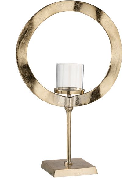 Photophore sur pied modern Cercle en métal doré 63 cm - 1