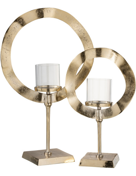 Photophore sur pied modern Cercle en métal doré 63 cm - 2