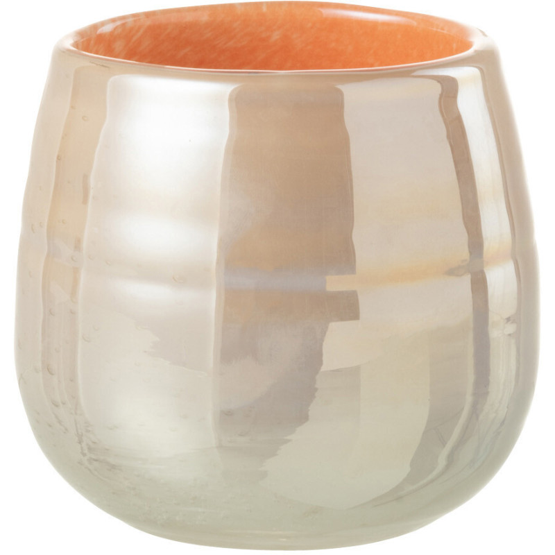 Vase Rond Juliette Hauteur 10 cm en Verre Orange Rose Effet irisé - 1
