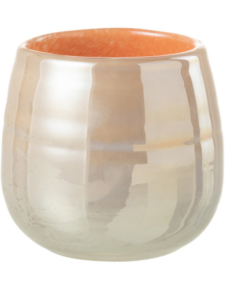 Vase Rond Juliette Hauteur 10 cm en Verre Orange Rose Effet irisé - 1