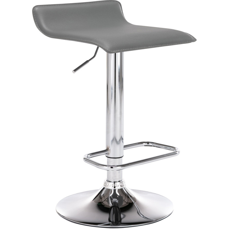 Tabouret de bar design minimaliste en Polyuréthane Gris Métal Argenté Brillant Icko - 1