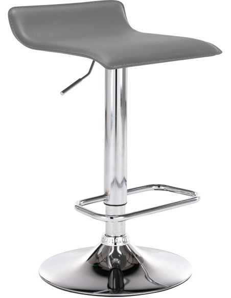 Tabouret de bar design minimaliste en Polyuréthane Gris Métal Argenté Brillant Icko - 1