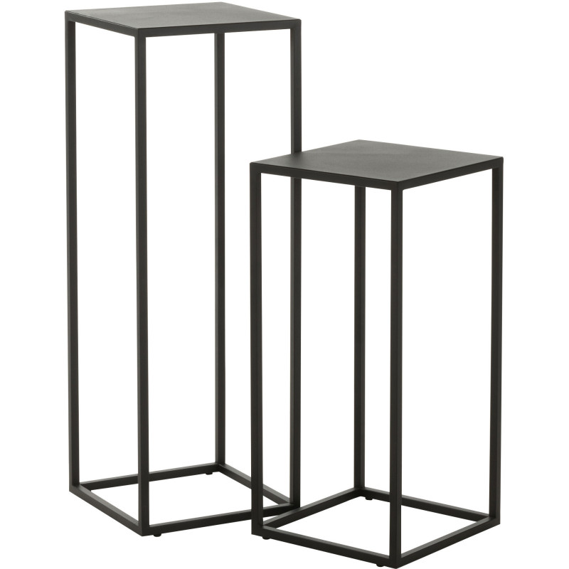 Sellette Haute Gigogne Carrée Loft en Métal Noir (Lot de 2) - 1