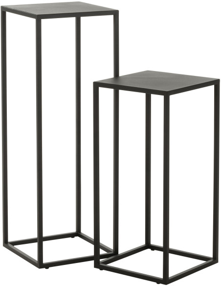 Sellette Haute Gigogne Carrée Loft en Métal Noir (Lot de 2) - 1