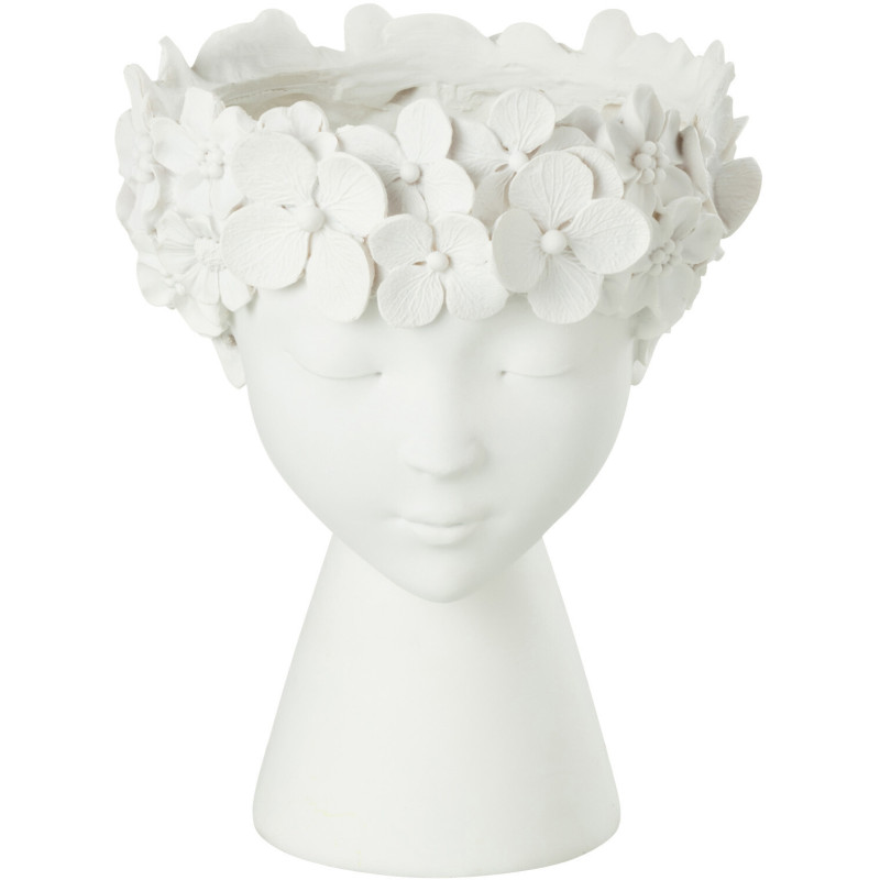 Cache-pot sur pied Visage en Résine Blanc Iris Diamètre 21 cm - 1