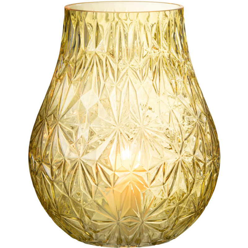 Vase Rond Nox Hauteur 30 cm en Verre Jaune - 3