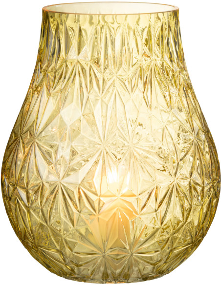 Vase Rond Nox Hauteur 30 cm en Verre Jaune - 3