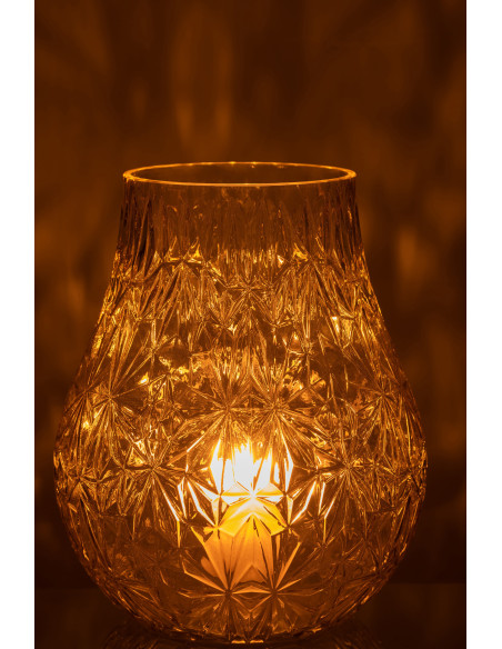 Vase Rond Nox Hauteur 30 cm en Verre Jaune - 4