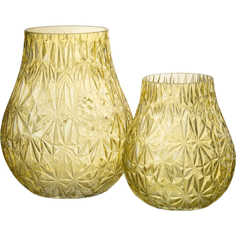 Vase Rond Nox Hauteur 30 cm en Verre Jaune - 5