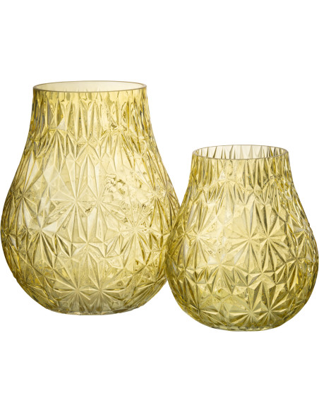 Vase Rond Nox Hauteur 30 cm en Verre Jaune - 5