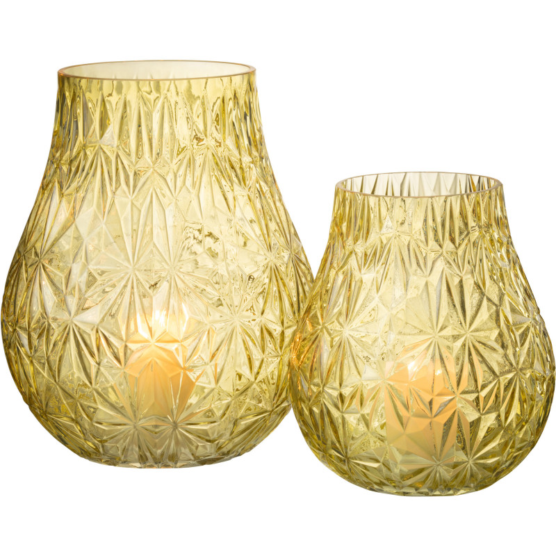 Vase Rond Nox Hauteur 30 cm en Verre Jaune - 6